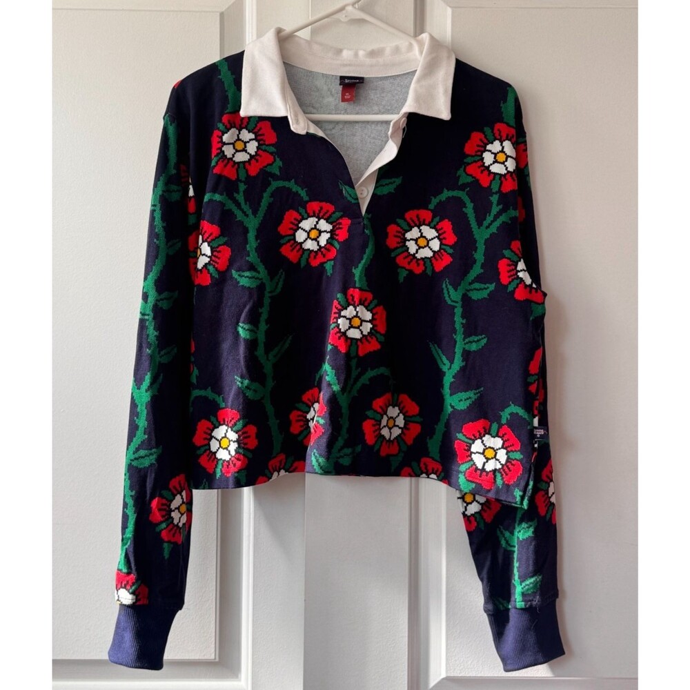 Rowing Blazers x Target Rose Collared Long Sleeve Rugby Shirt Cropped Womens XL